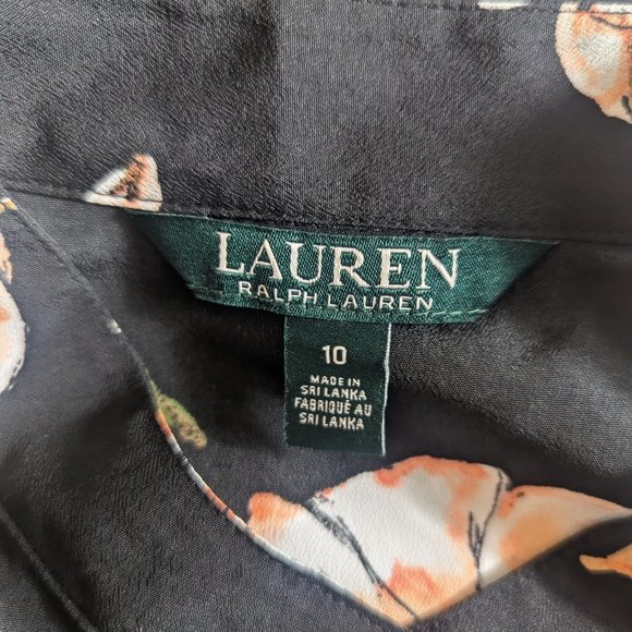 Lauren Ralph Lauren Floral Chinese Neck Floral Ruffle Shirt Button Down Dress 10 - Picture 10 of 12